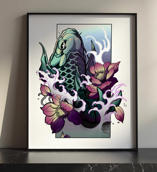 Japanese Koi Fish | Premium Framed Large Poster Print (11x14" & 12x16")