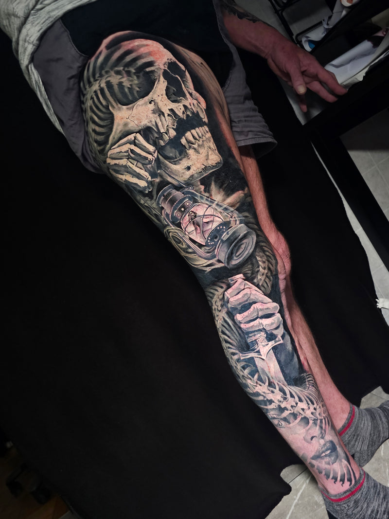 Dark aesthetic skeleton tattoo
